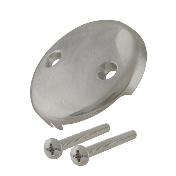 Westbrass 3-1/8" Two-Hole Overflow Face Plate and Screws in Satin Nickel D329-07 - main